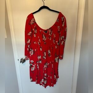 Torrid Red Floral Off the Shoulder Swing Dress